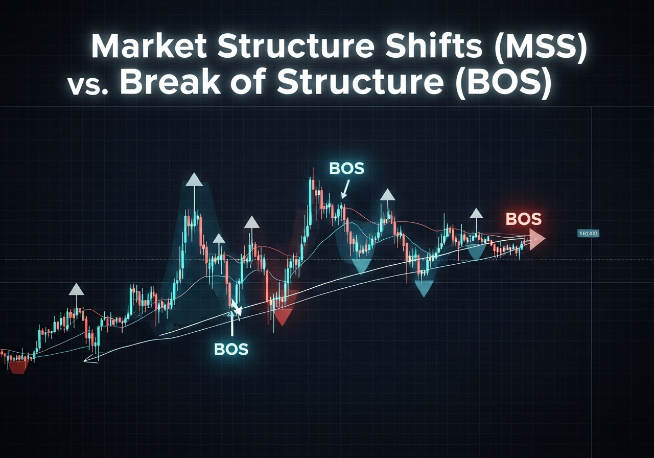 Market Structure Shifts (MSS) vs. Break of Structure (BOS): Precision in Identifying True Reversals Market Structure Shifts (MSS) vs. Break of Structure (BOS)
