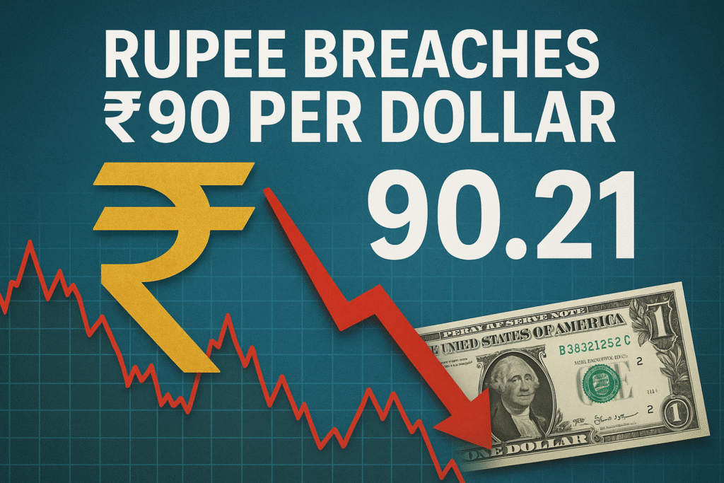Rupee Breaches ₹90 per Dollar — What’s Driving the Crash & What It Means for India